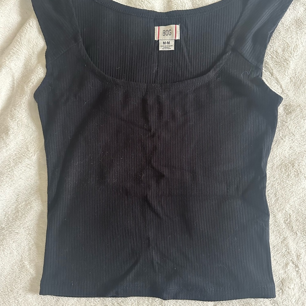 BDG Black Fitted Ribbed Tank Top